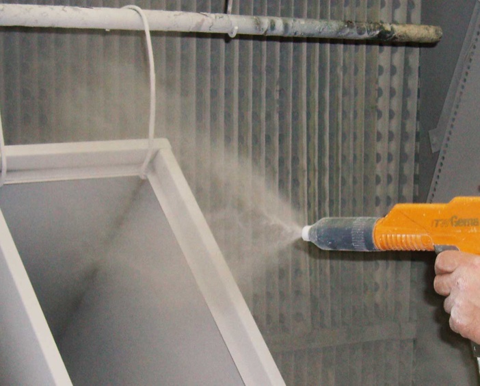 Powder coating applied to a metal component