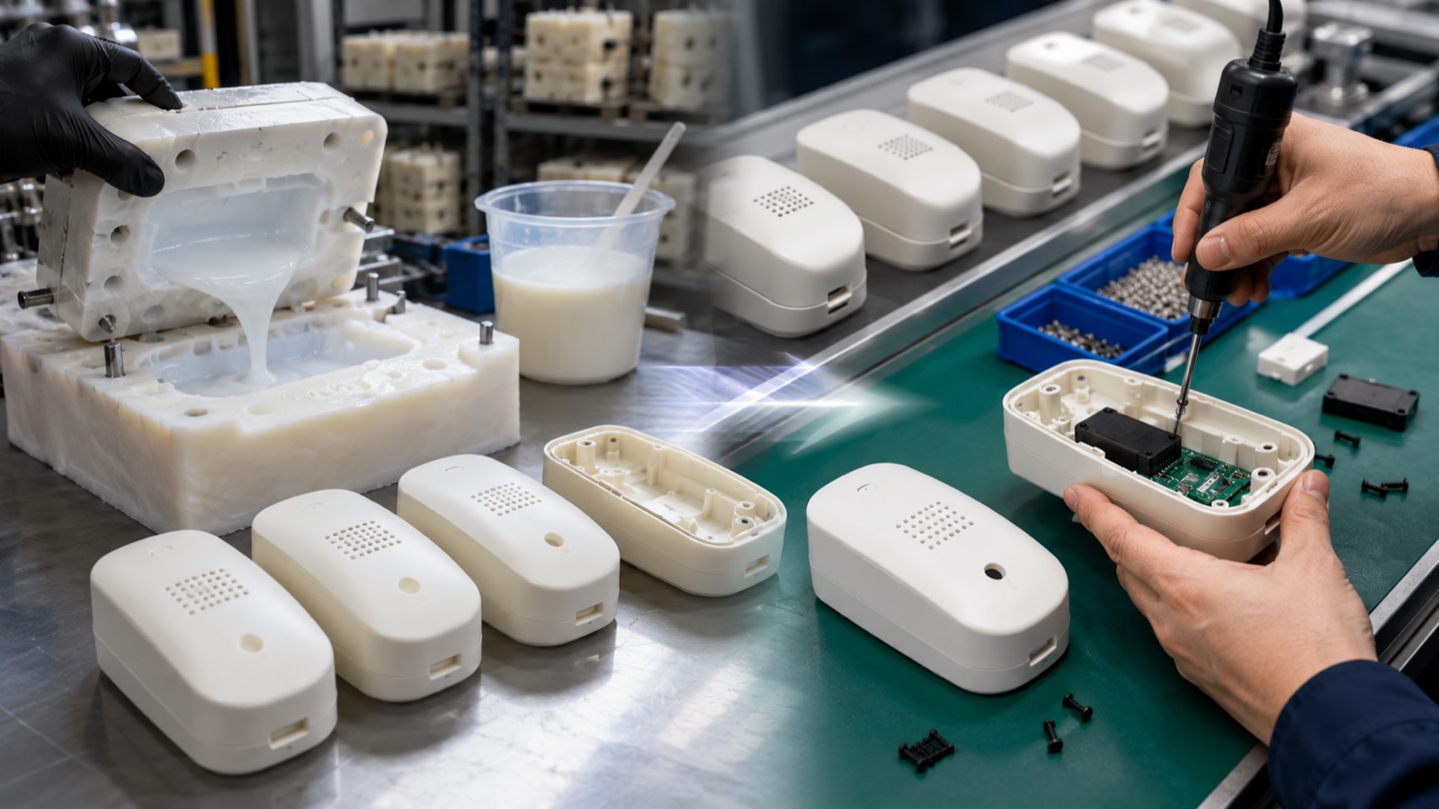 Silicone vacuum casting prototypes and product assembly validation